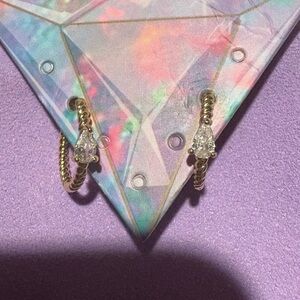Melinda Maria Saffron Gold Twisted Diamondette Hoop Earrings